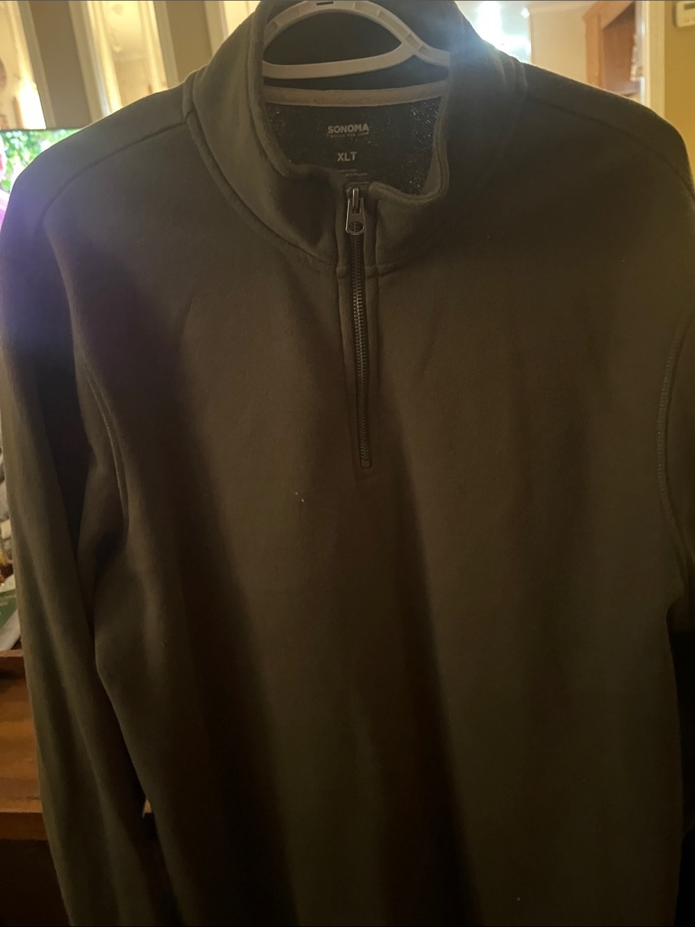 Sonoma Men's Dark Olive Half-Zip Pullover Sweater
